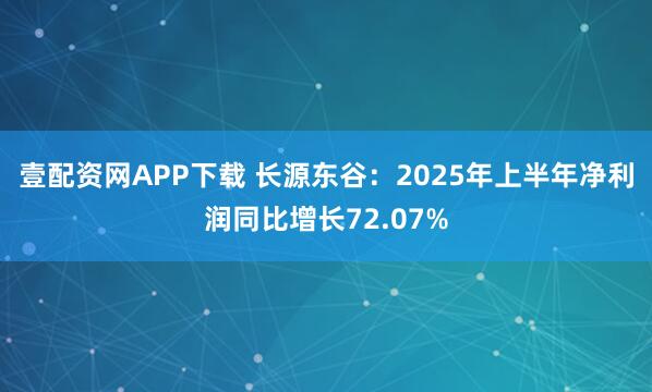壹配资网APP下载 长源东谷：2025年上半年净利润同比增长72.07%